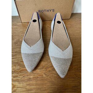 Rothy’s The Point Flat Size 9 Diamond Metallic Silver Knit NEW w/ Box